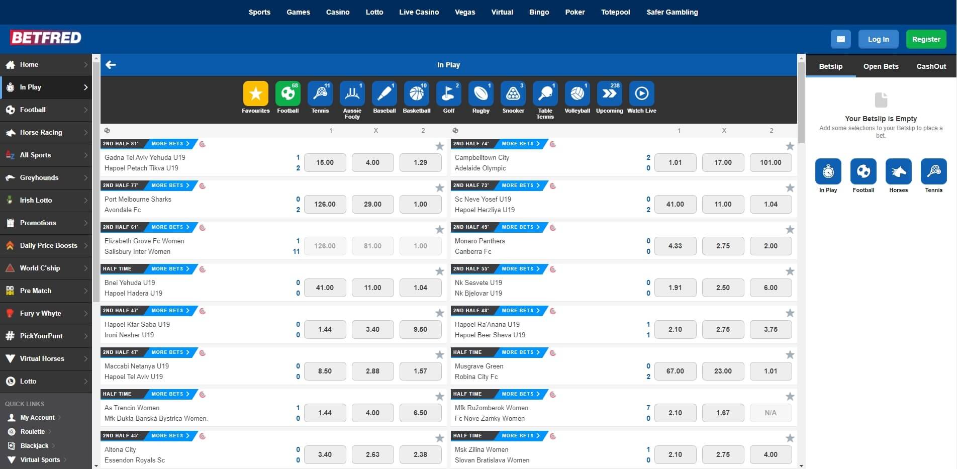 Betfred Live Betting