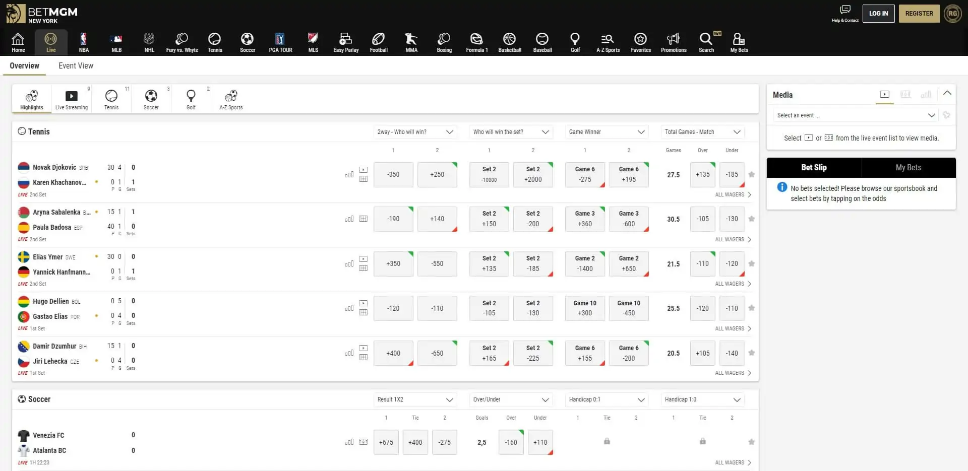 BetMGM Live Betting