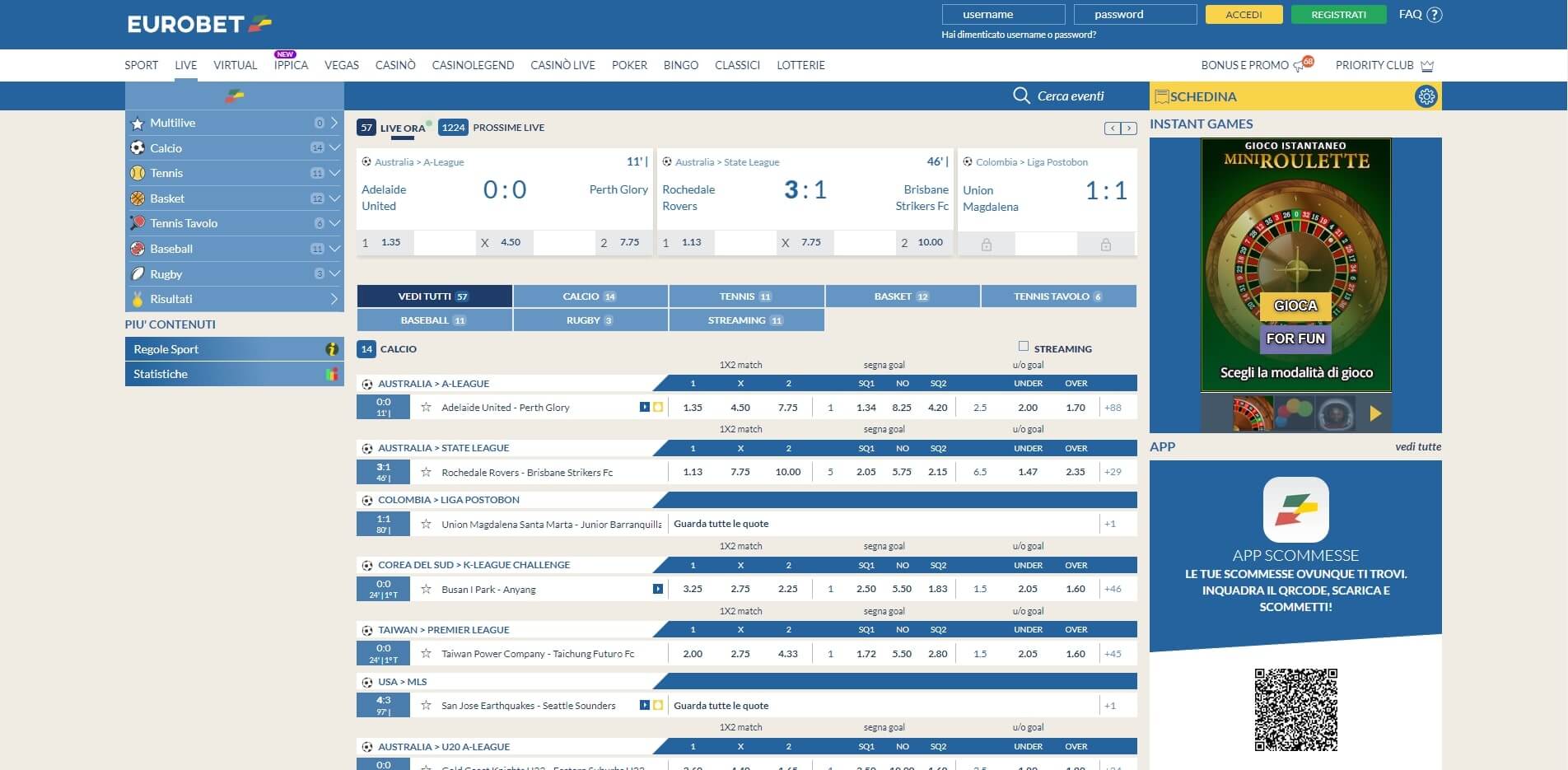 Eurobet Live Betting