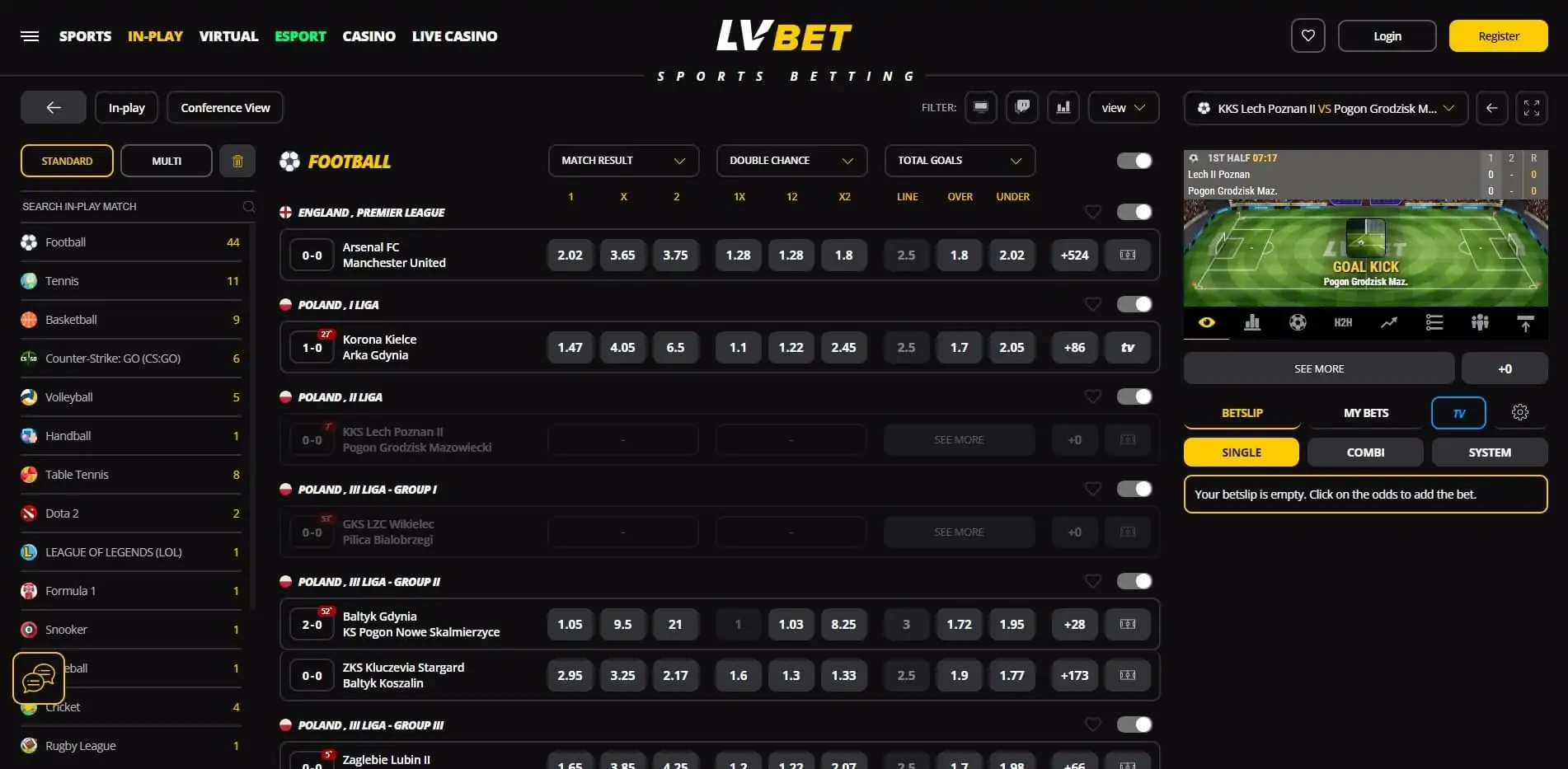 Live Betting Lvbet