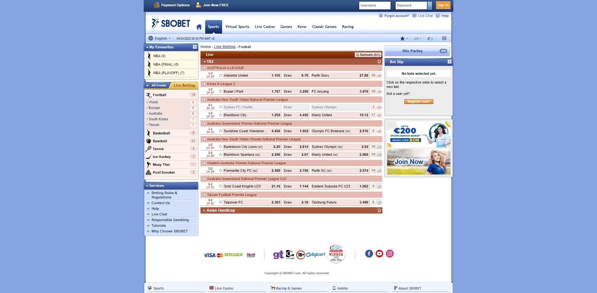 Live Betting SBOBET