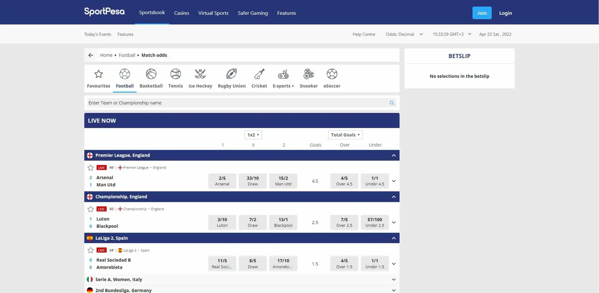Live Betting Sportpesa