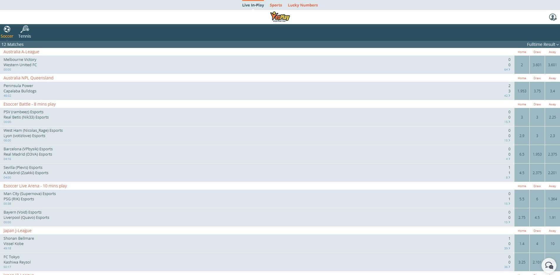 YesPlay Live Betting