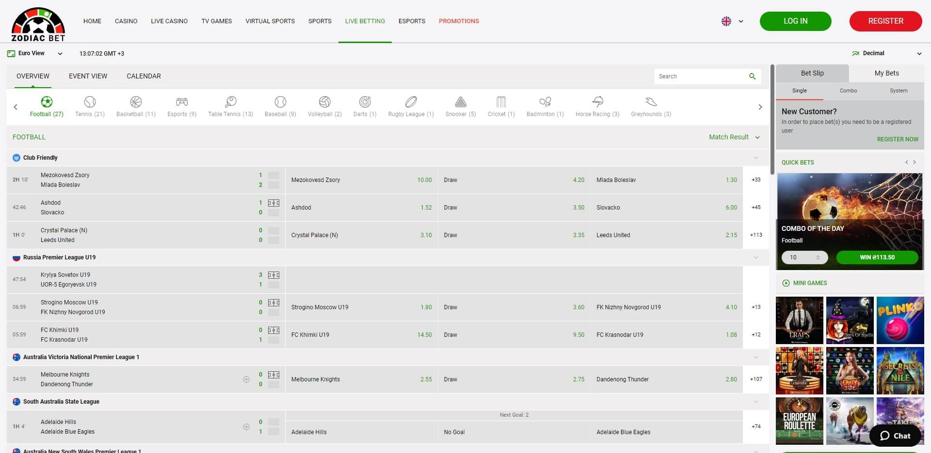 Zodiacbet Live Betting