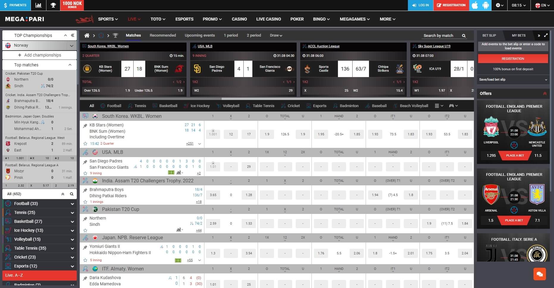 Megapari Live Betting