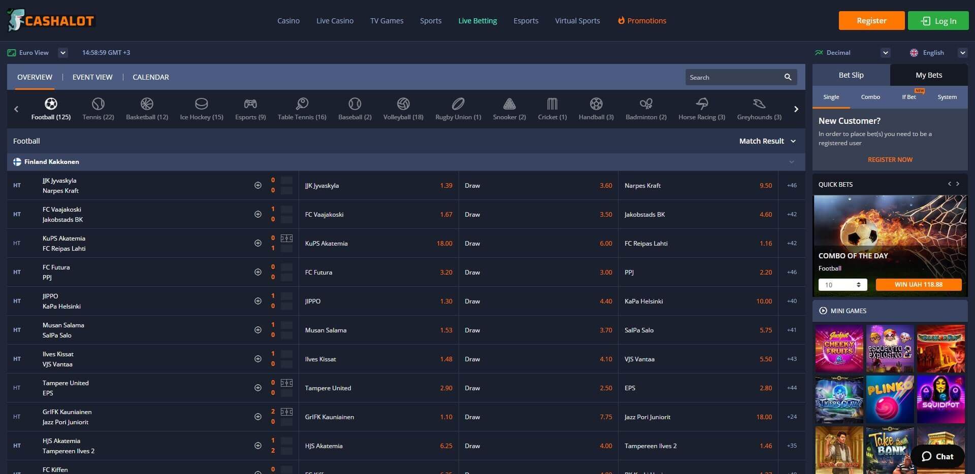 Cashalot Live Betting