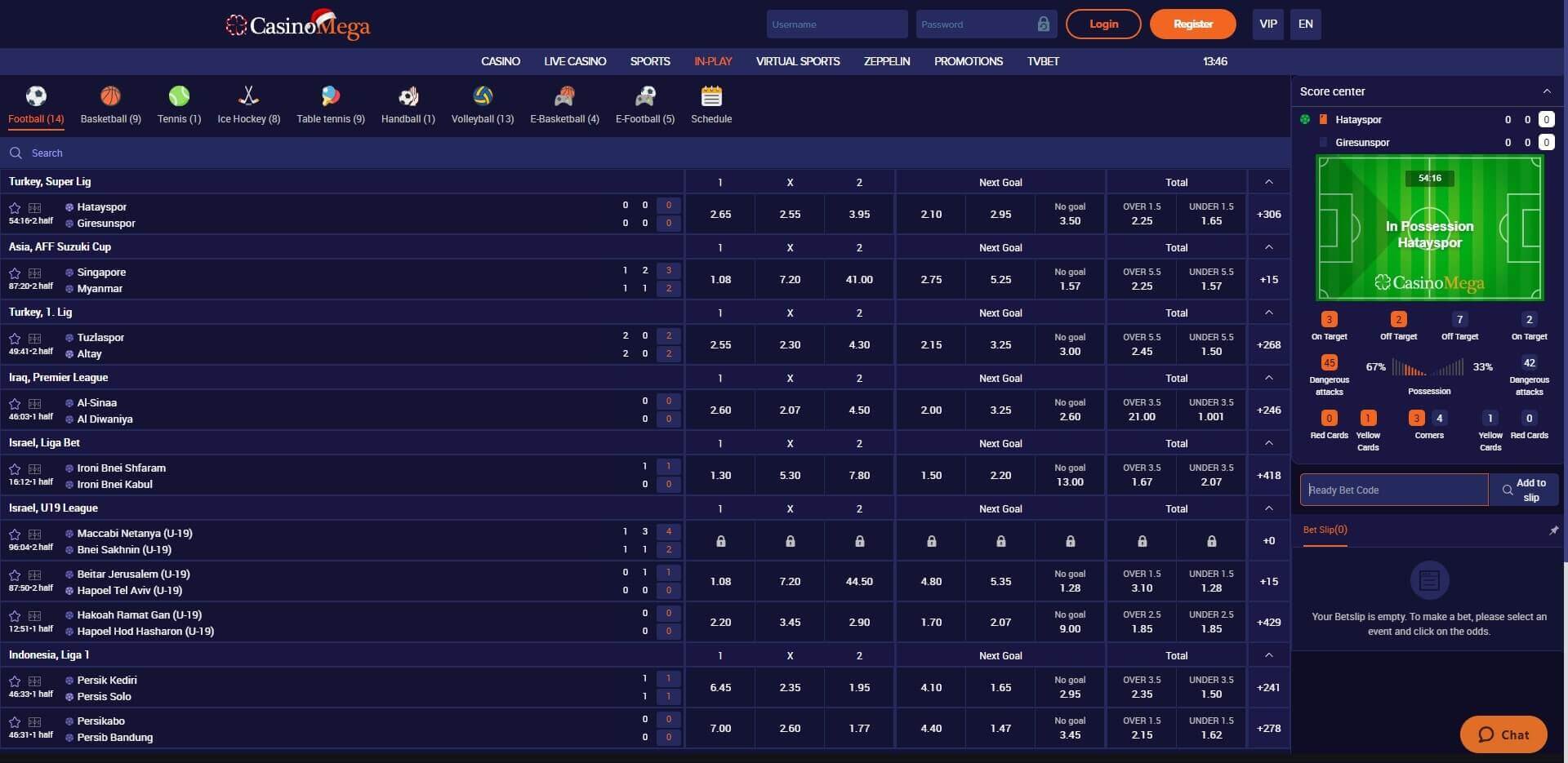 CasinoMega Live Betting