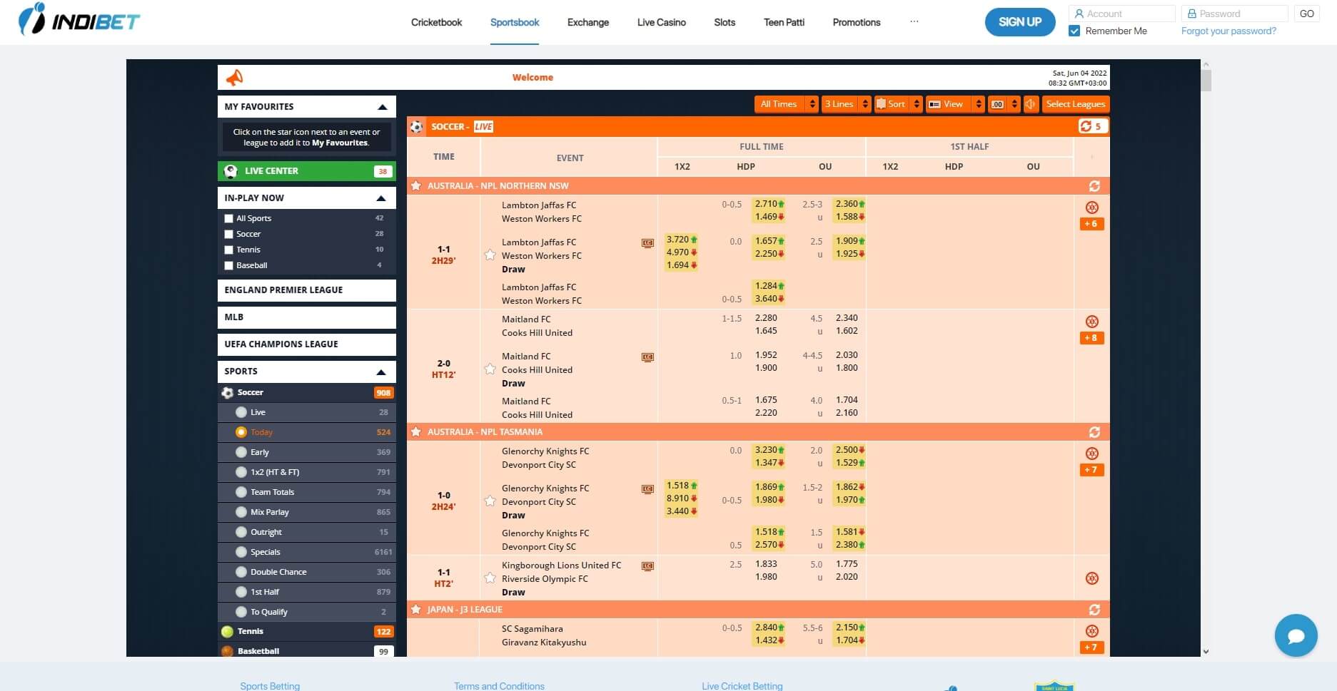 Indibet Live Betting