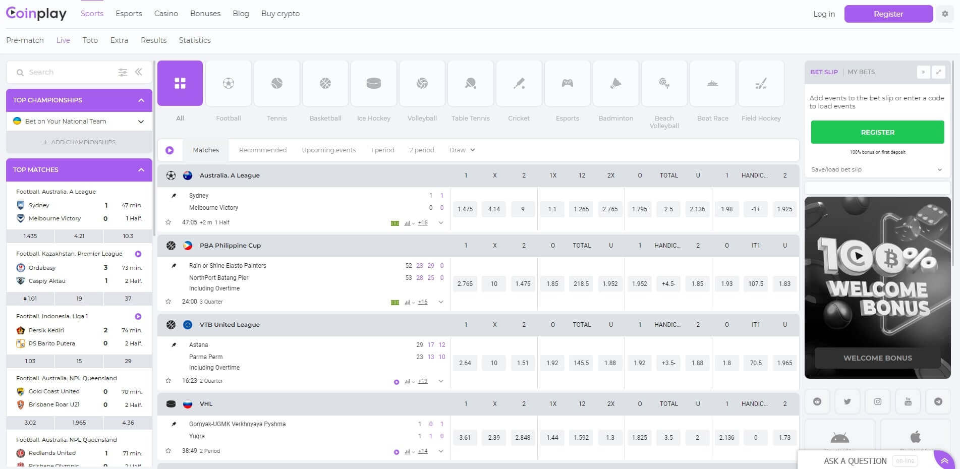 Coinplay Live Betting