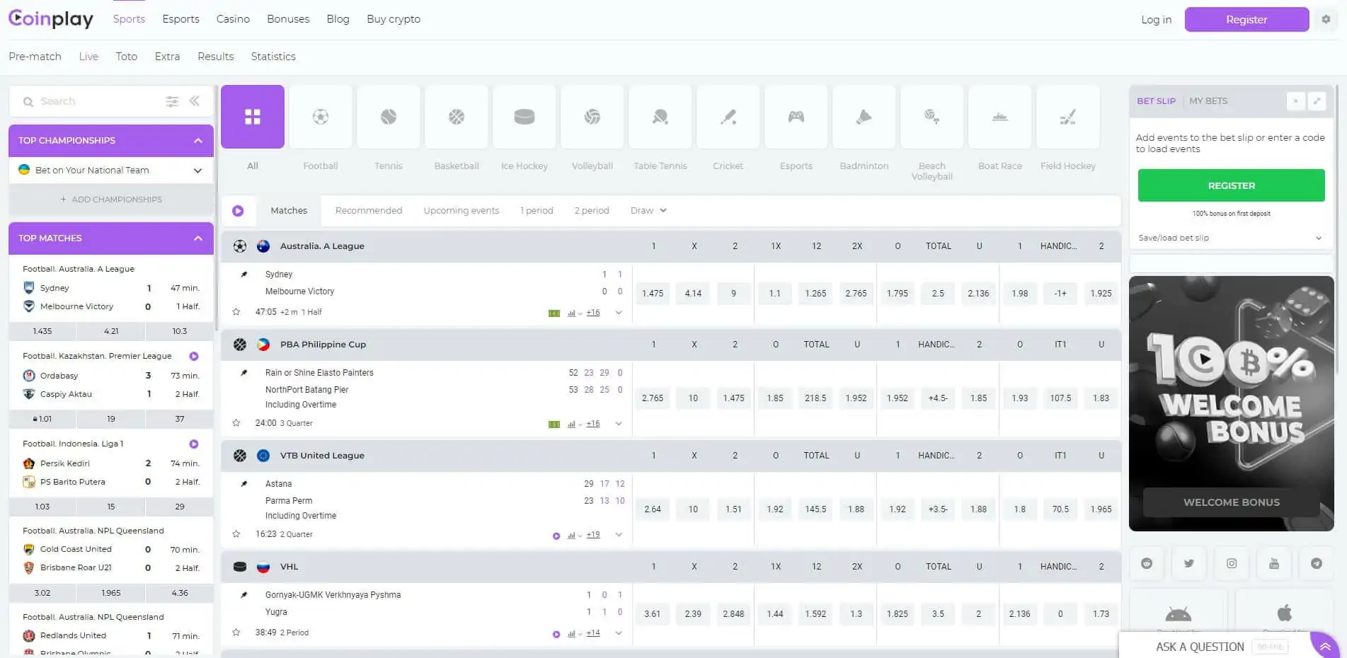 Coinplay Live Betting