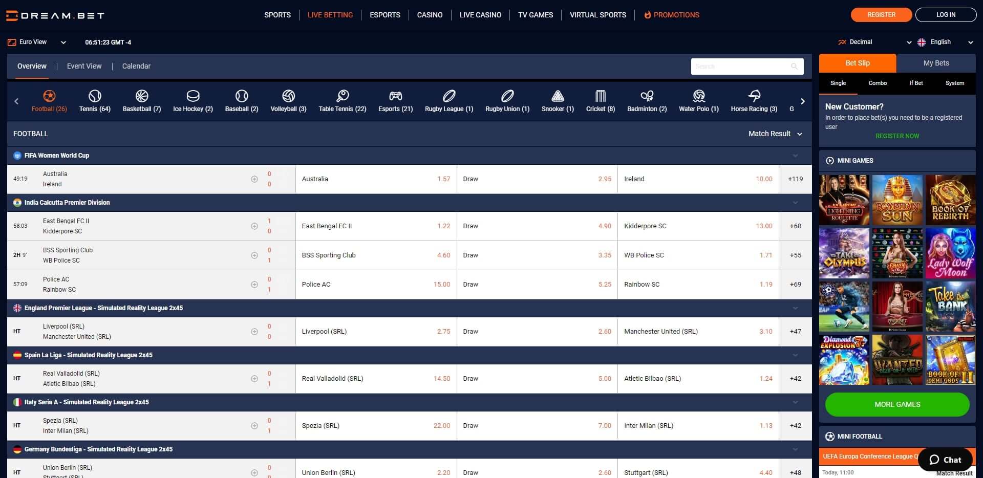 Dreambet Live Betting