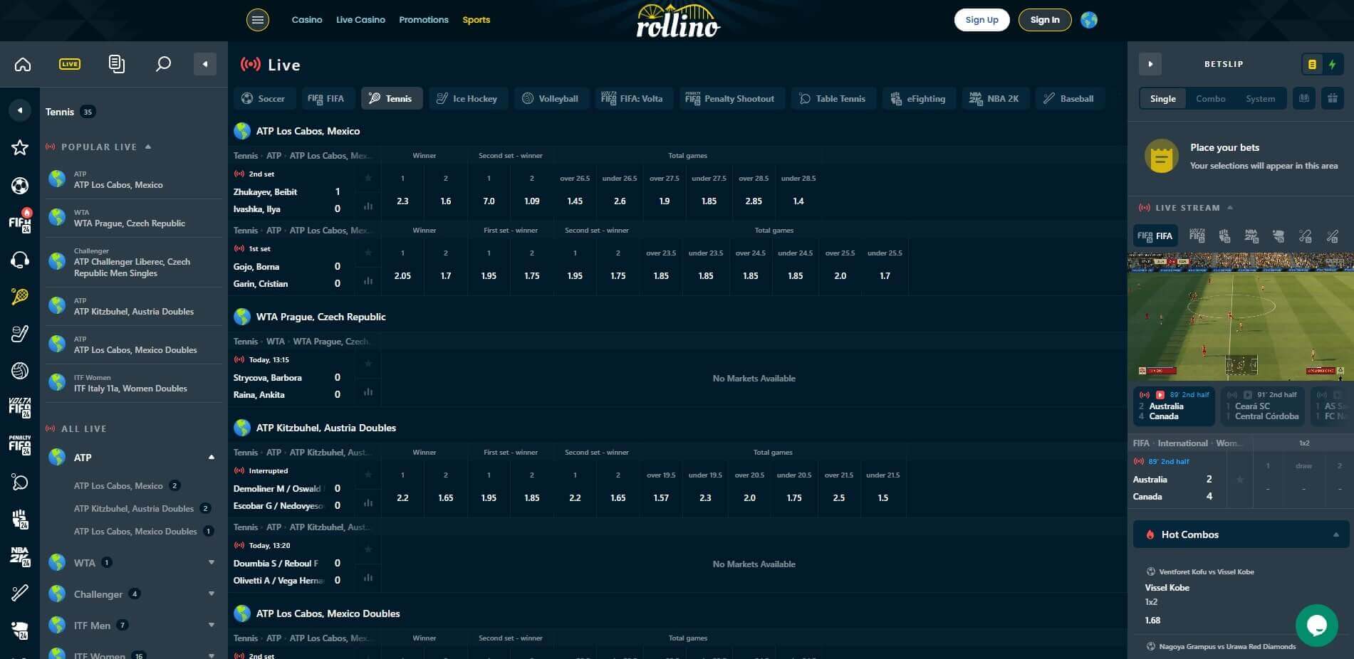 Rollino Live Betting