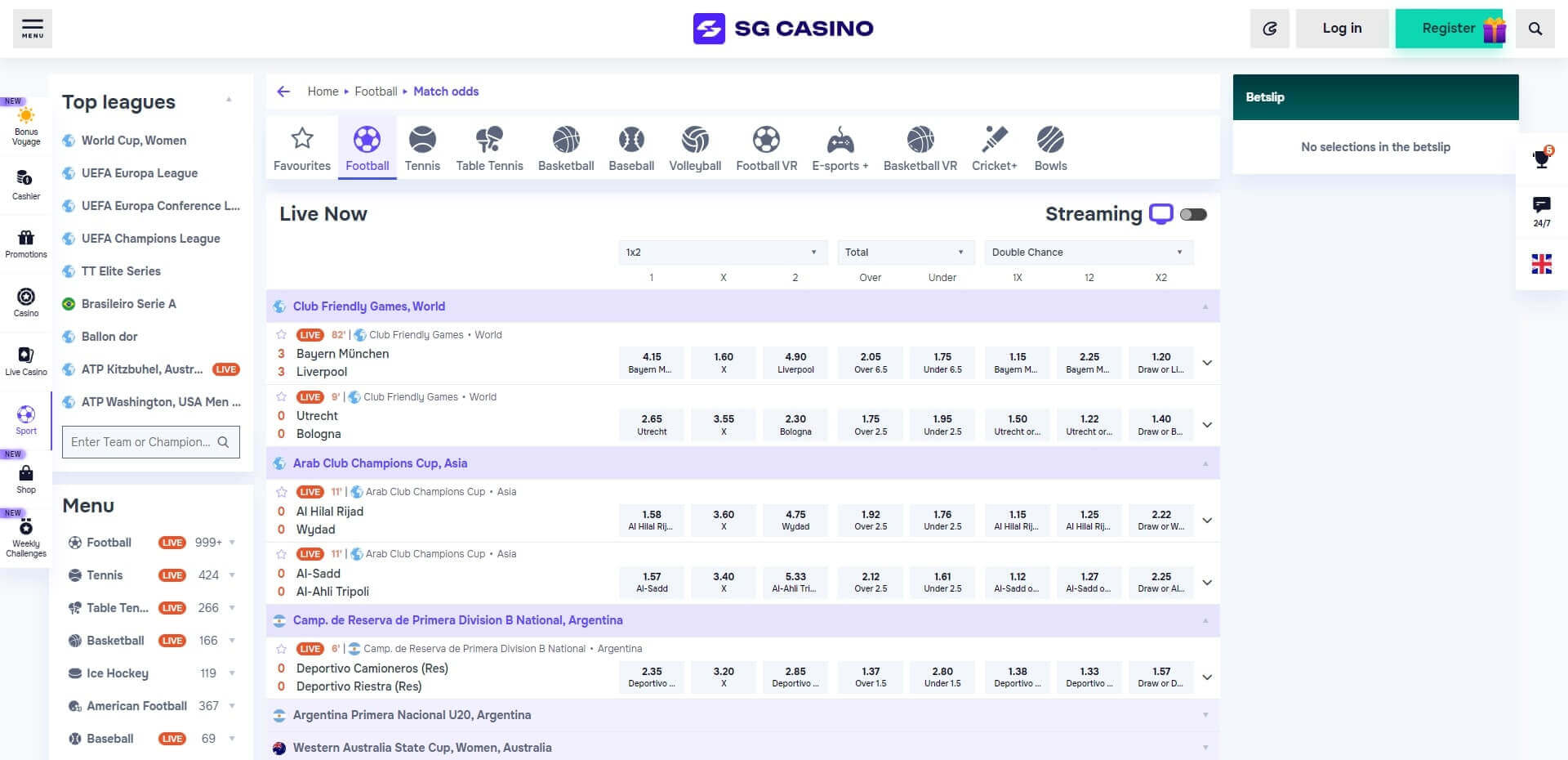 SG Casino Live Betting