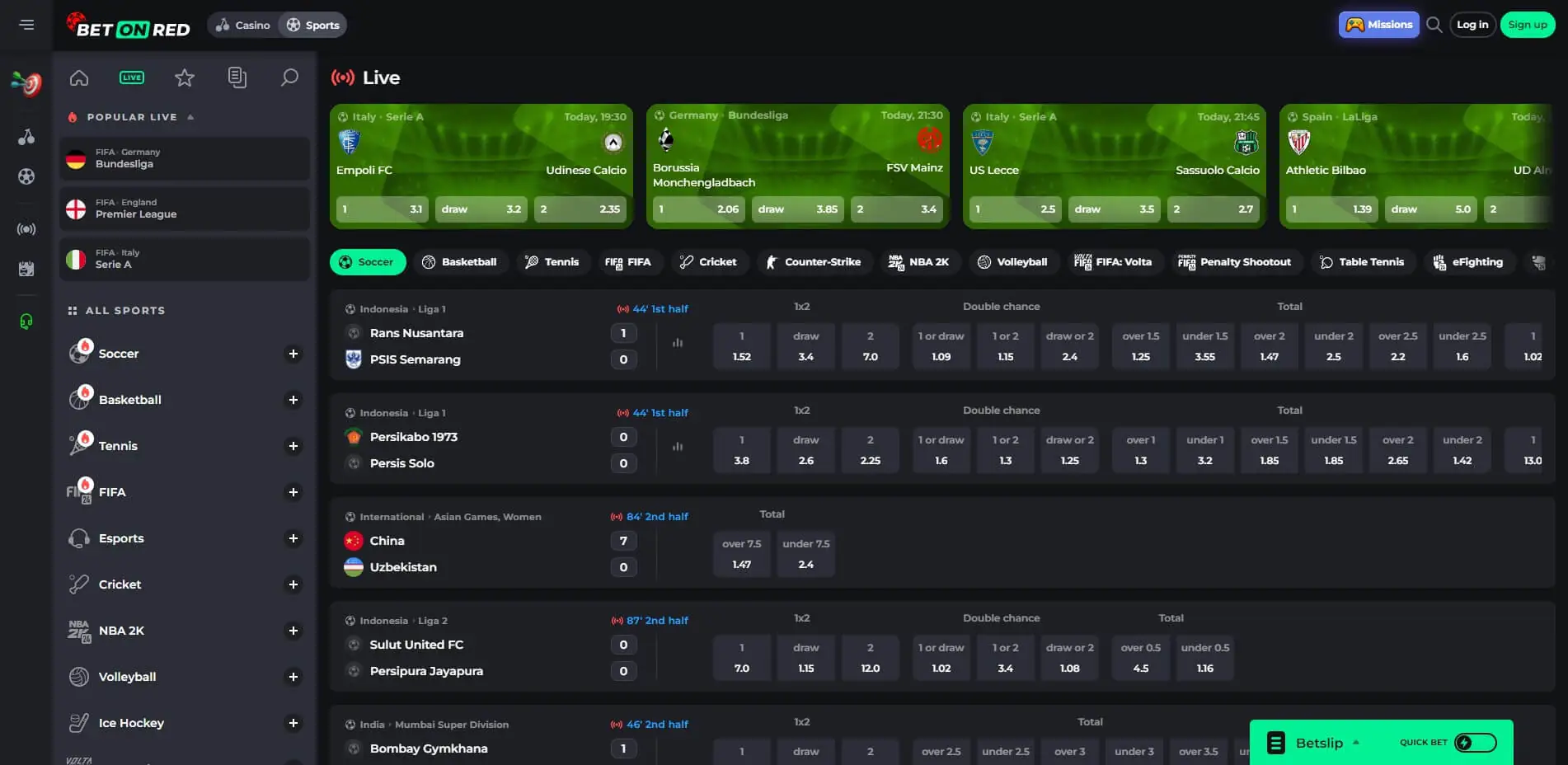 BetOnRed Live Betting