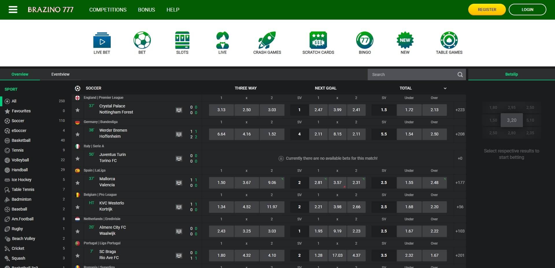 Brazino777 Live Betting