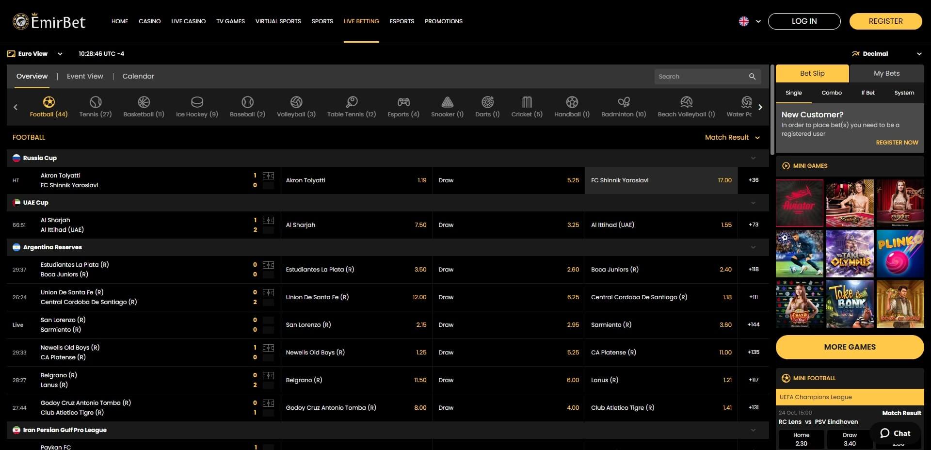 EmirBet Live Betting