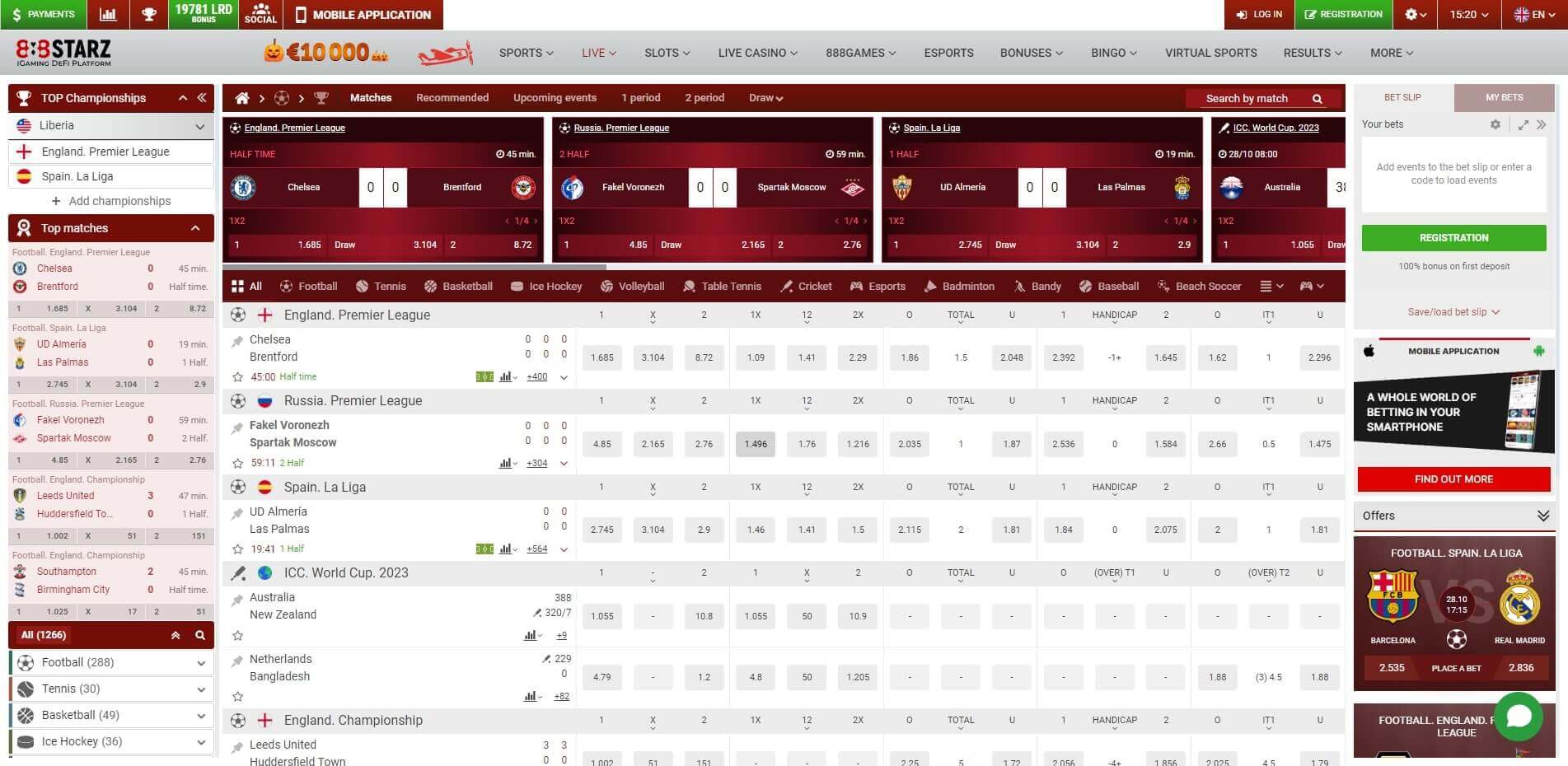 888Starz Live Betting