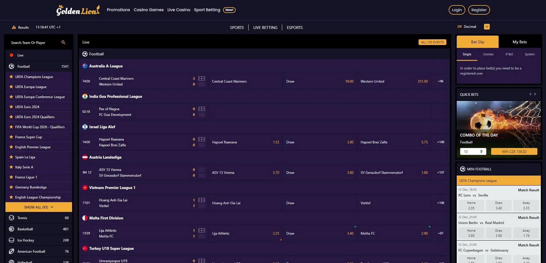 GoldenLion Live Betting