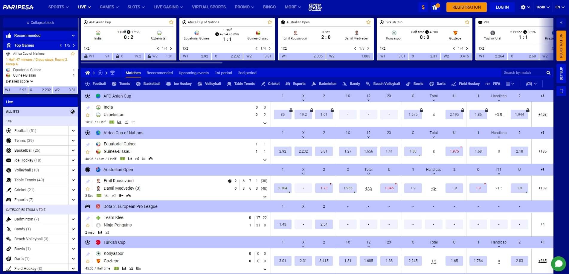 Paripesa Live Betting