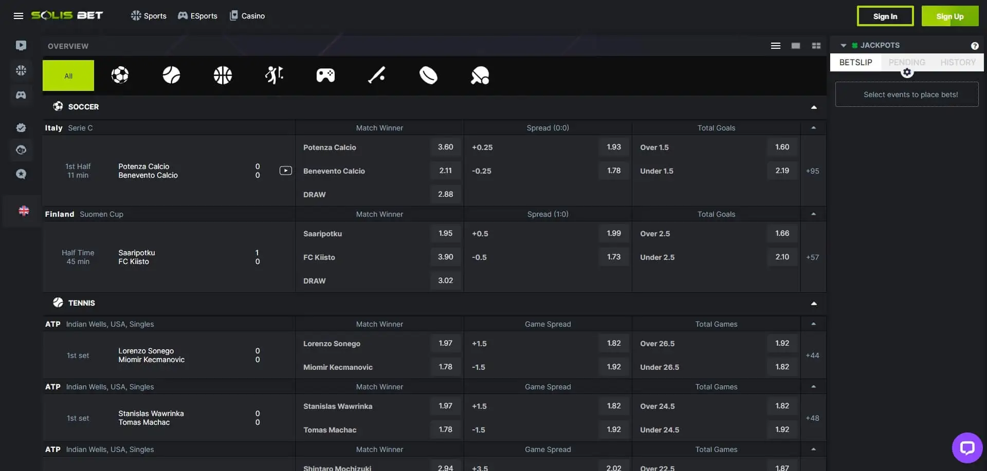 Live Betting Solisbet
