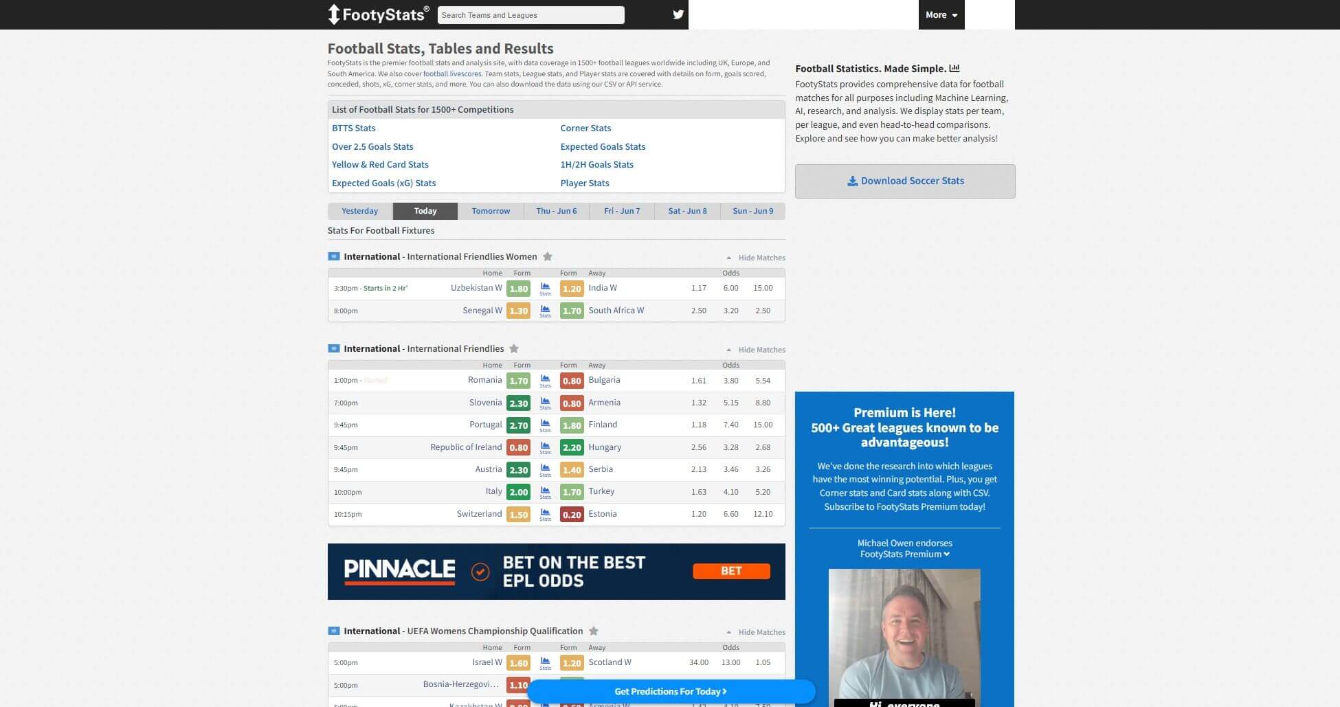 Sports Stats, Data & Analysis with Footystats