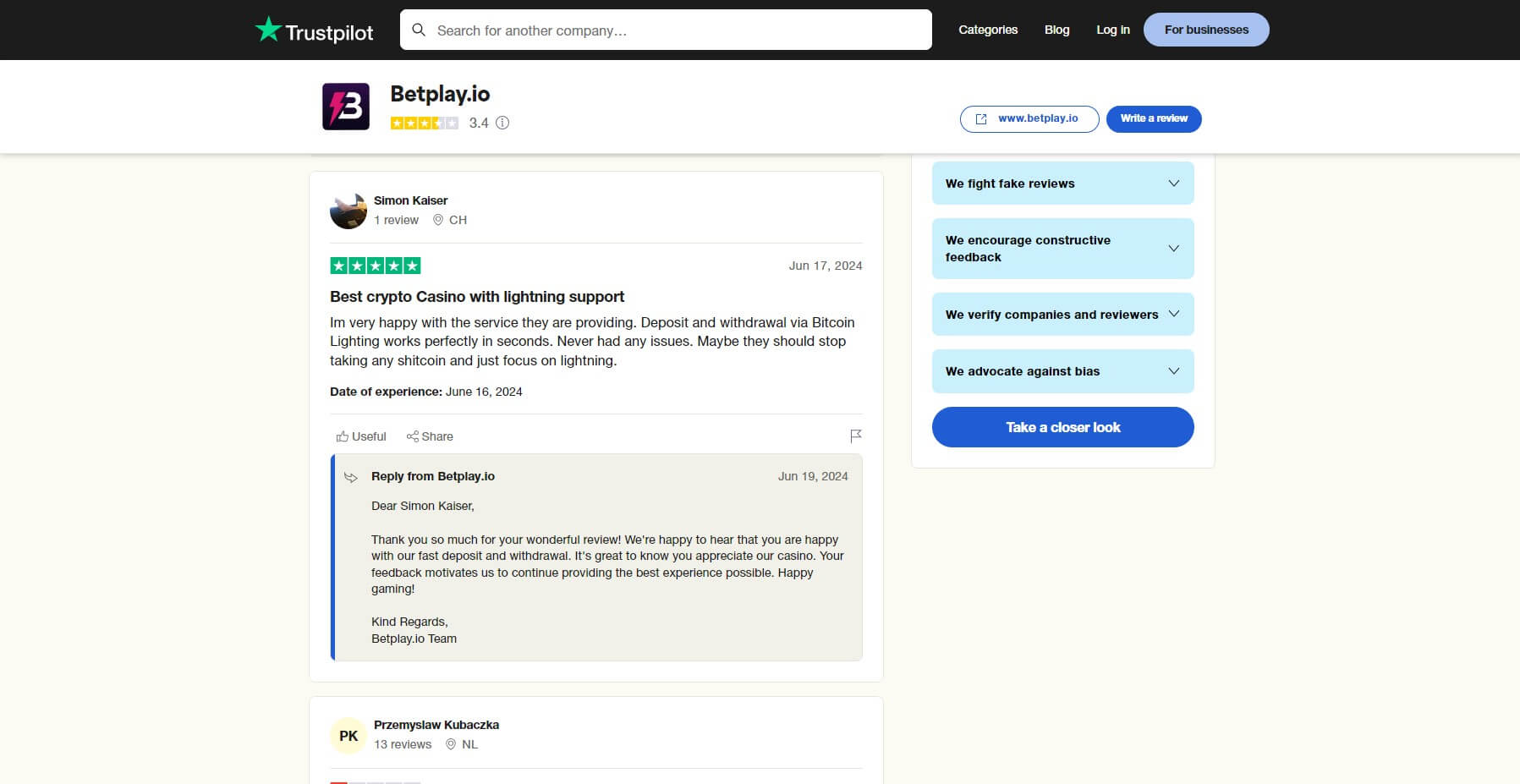 Betplay.io User Reviews