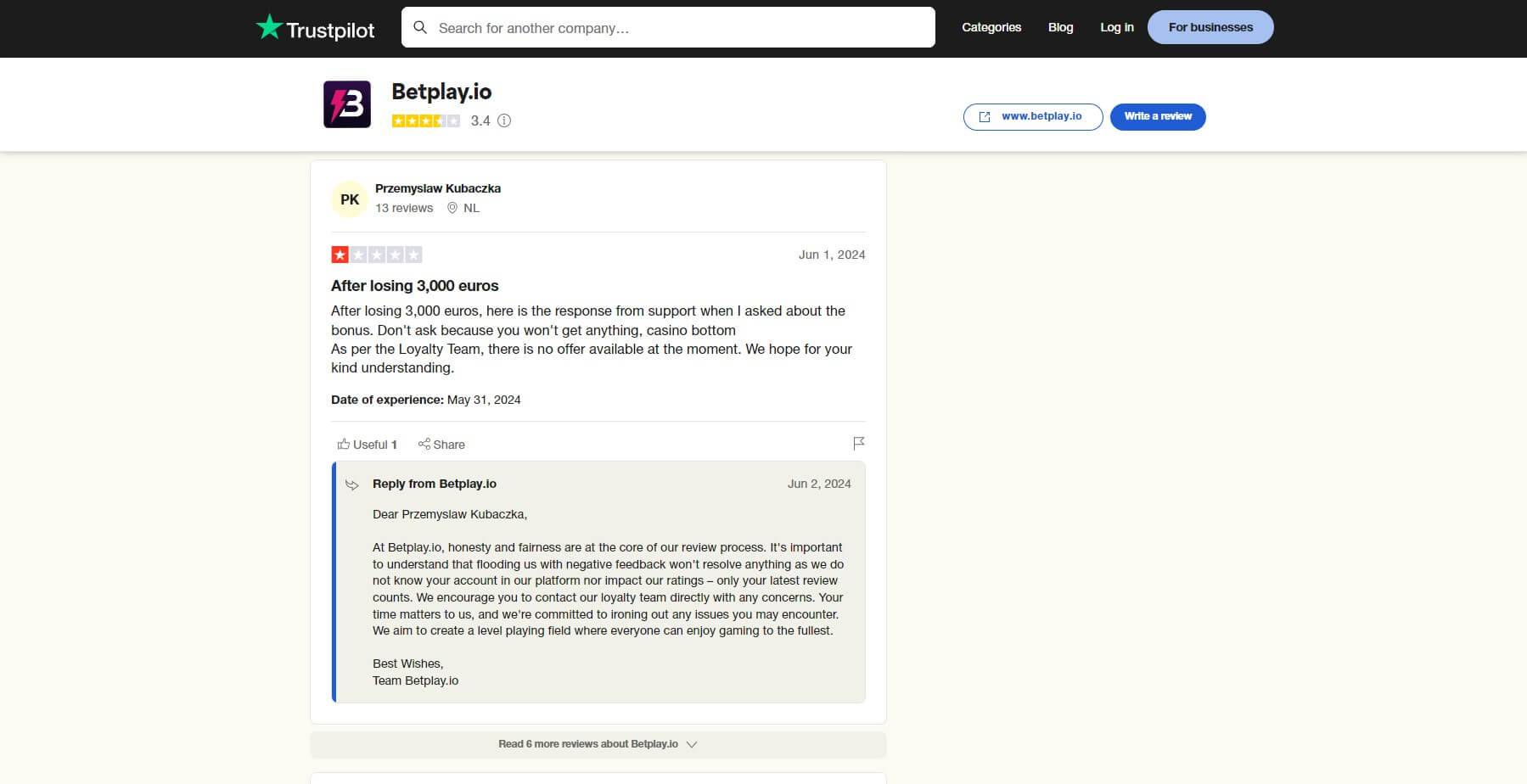 Betplay.io Clients Reviews