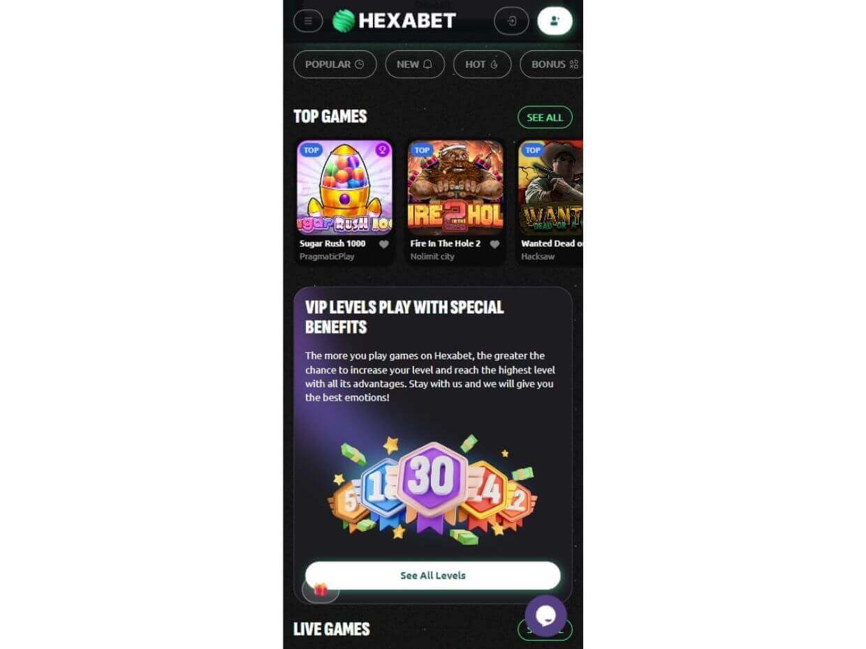 Mobile Start at Hexabet