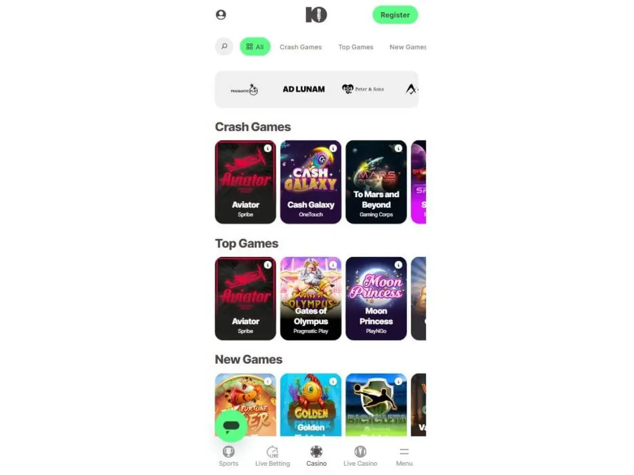 Mobile Casino 10Bet