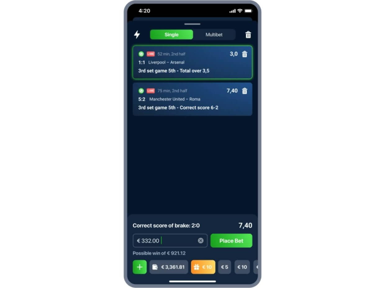 Mobile Application 20Bet