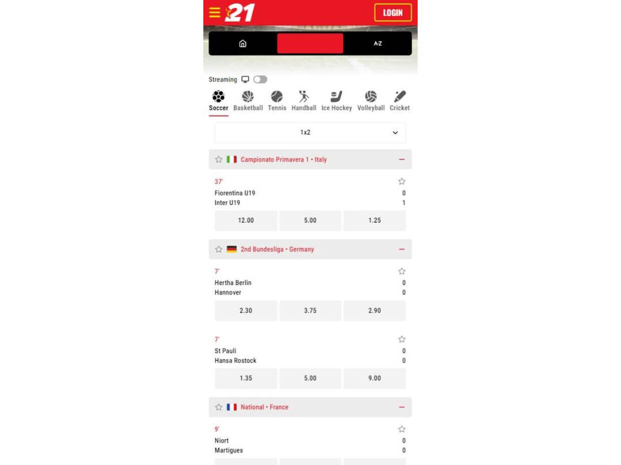 Mobile Live Betting 21Bets