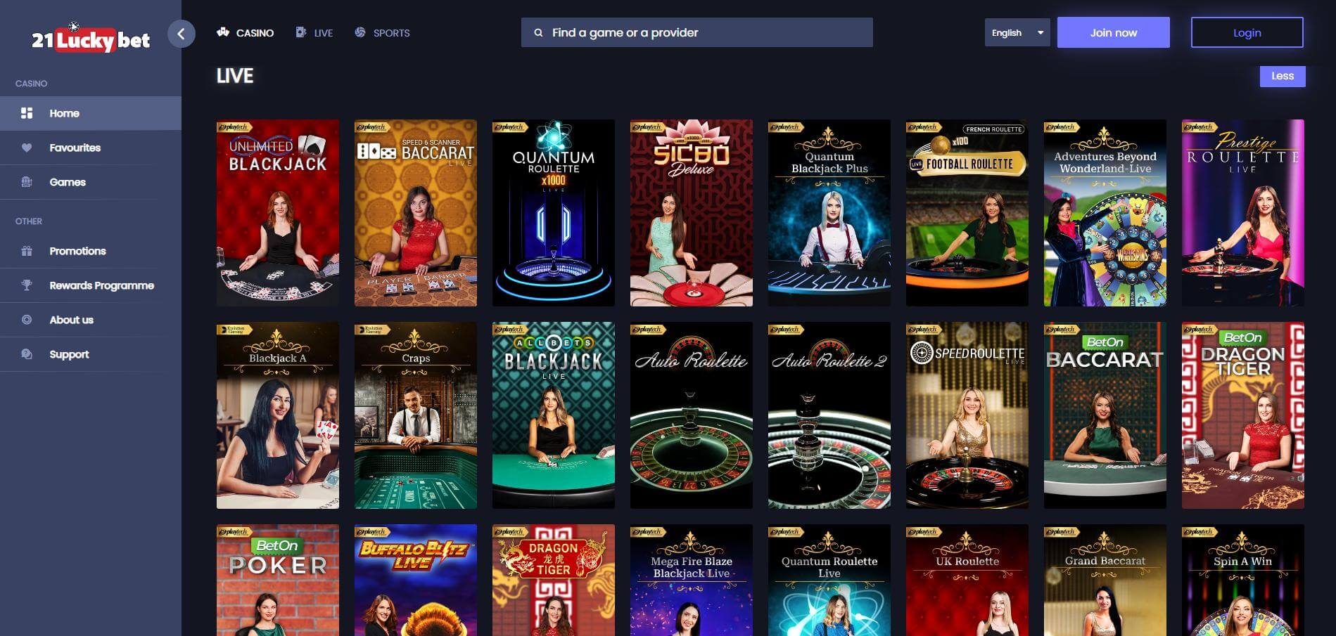 Casino Live 21LuckyBet