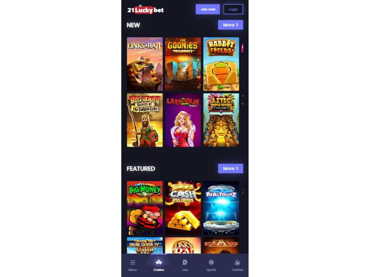 Mobile Casino 21LuckyBet