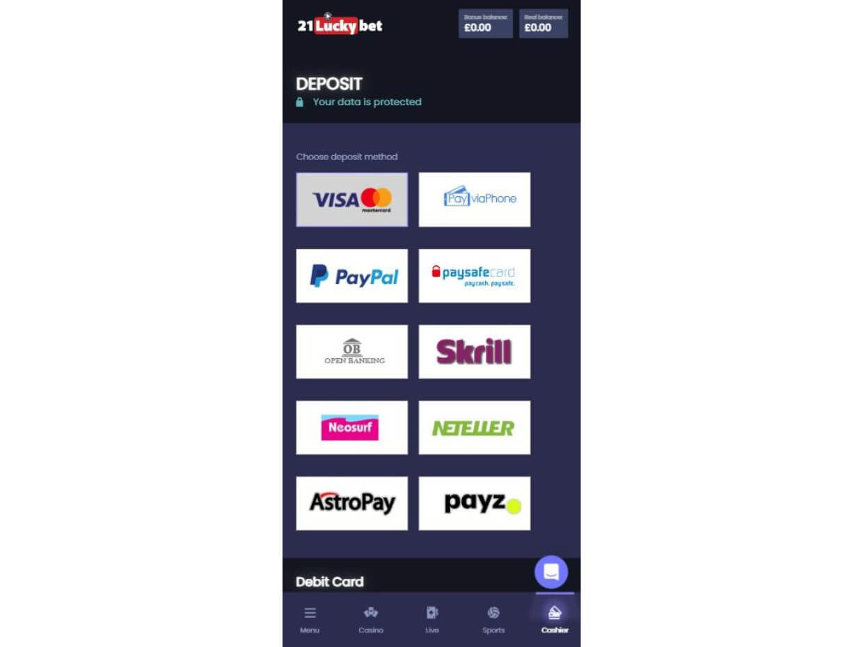 Mobile Deposit 21LuckyBet