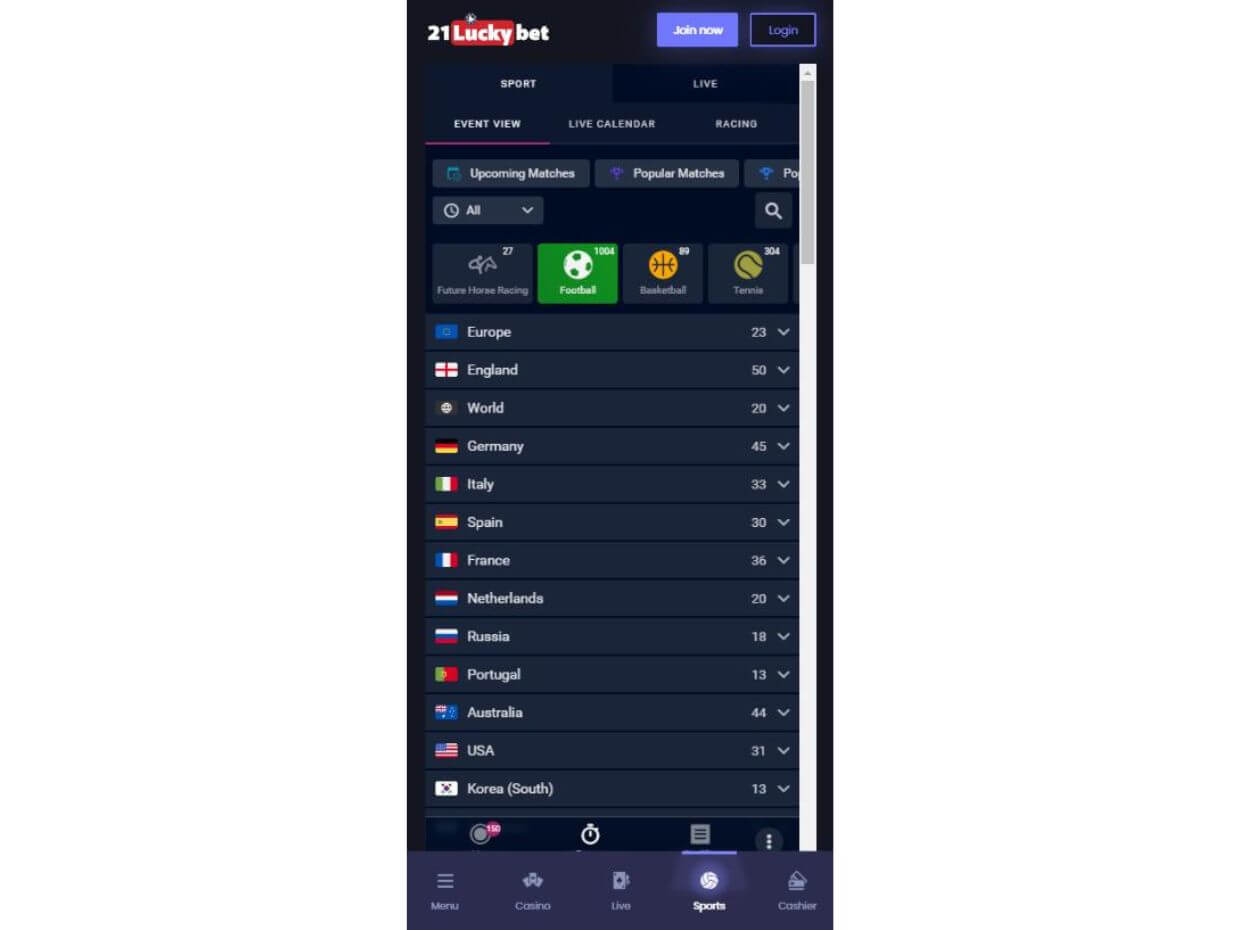 Mobile Review 21LuckyBet