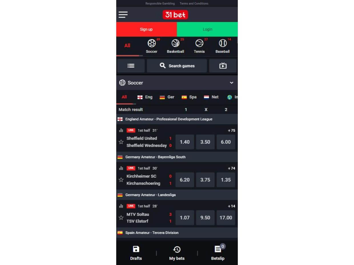 Mobile Live Betting 31Bet