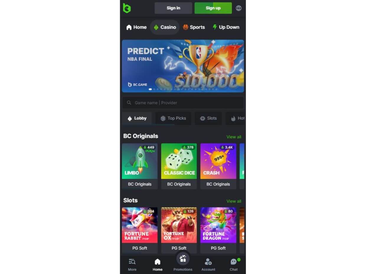 Mobile Casino BC.Game