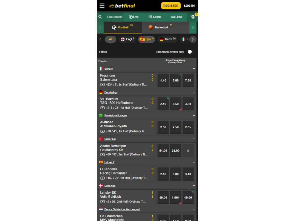 Mobile Live Betting Betfinal