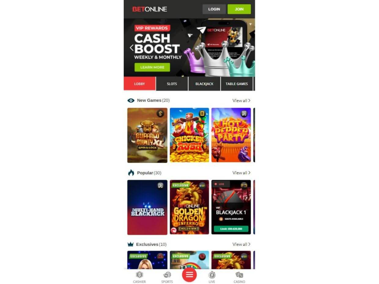 Mobile Casino BetOnline