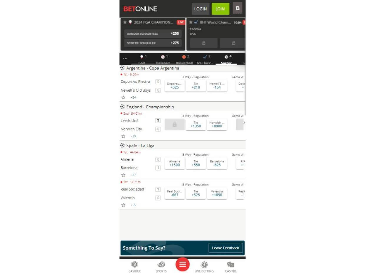 Mobile Live Betting BetOnline