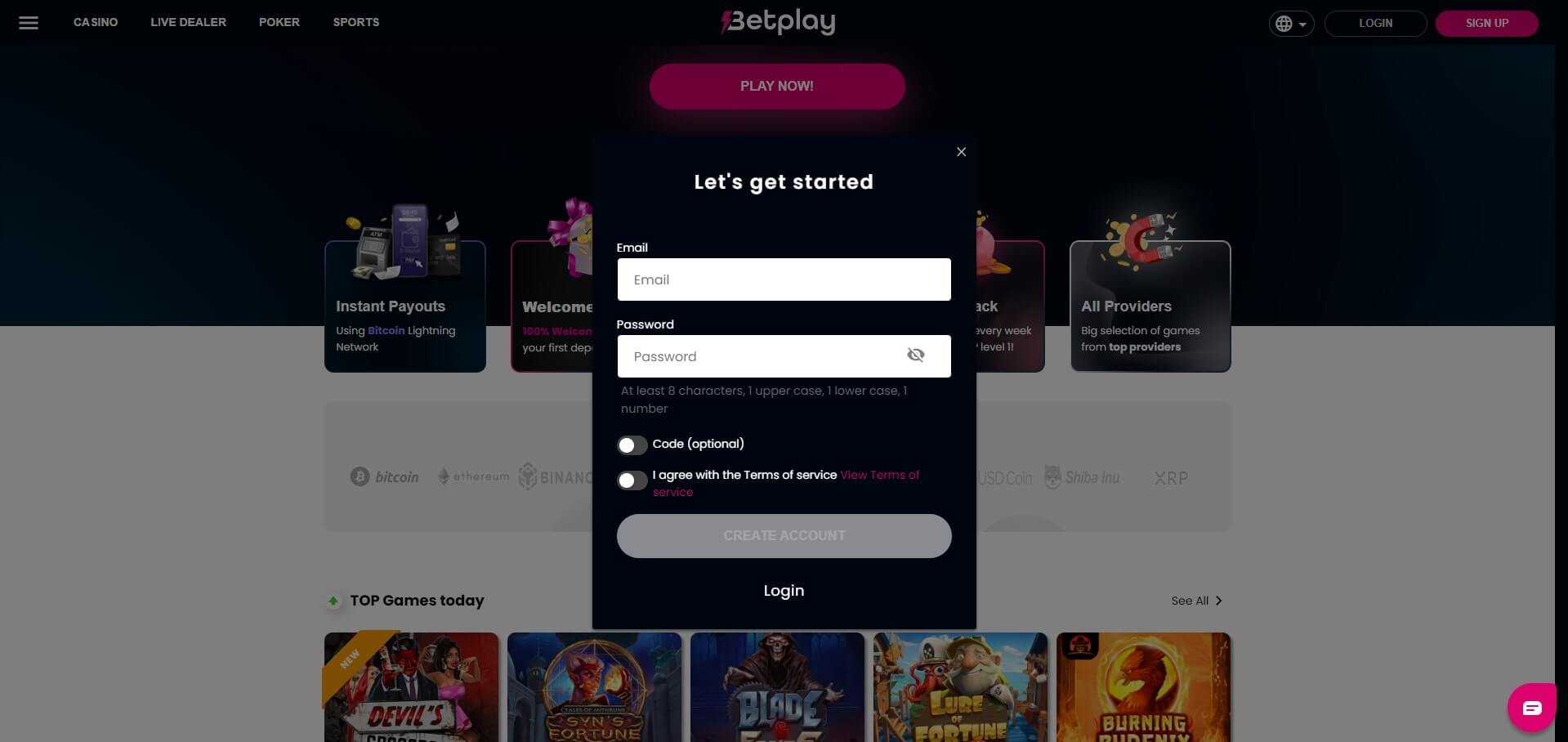Sign Up Betplay.io