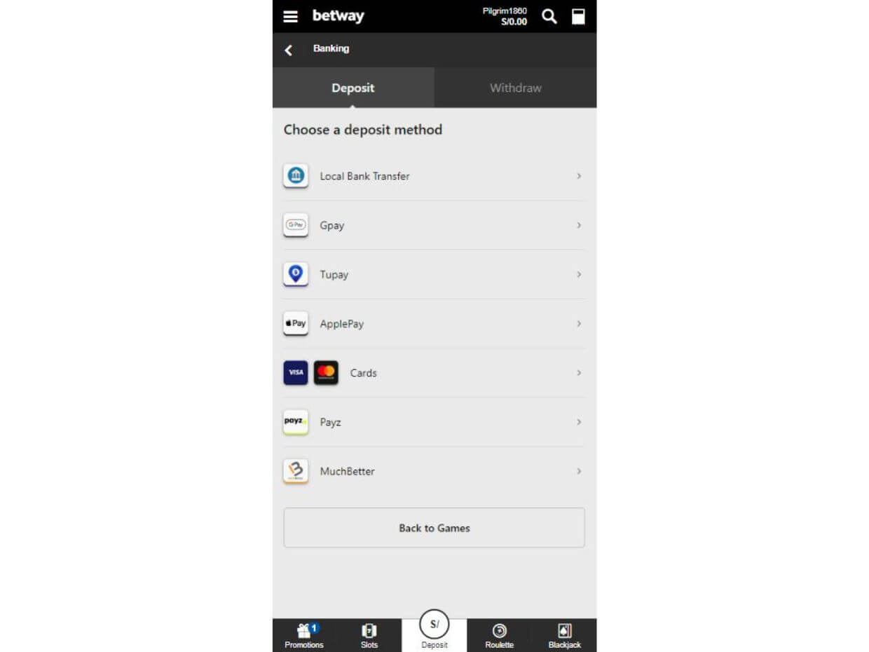 Betway Mobile Deposit