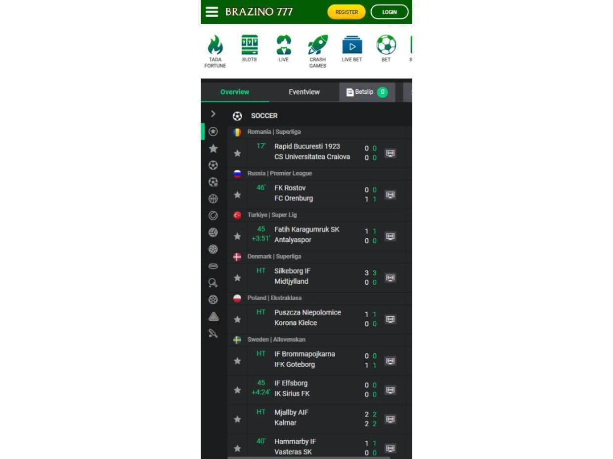 Mobile Live Betting Brazino777
