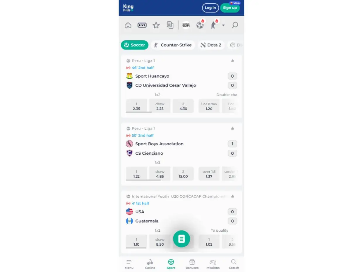 Kinghills Mobile Live Betting