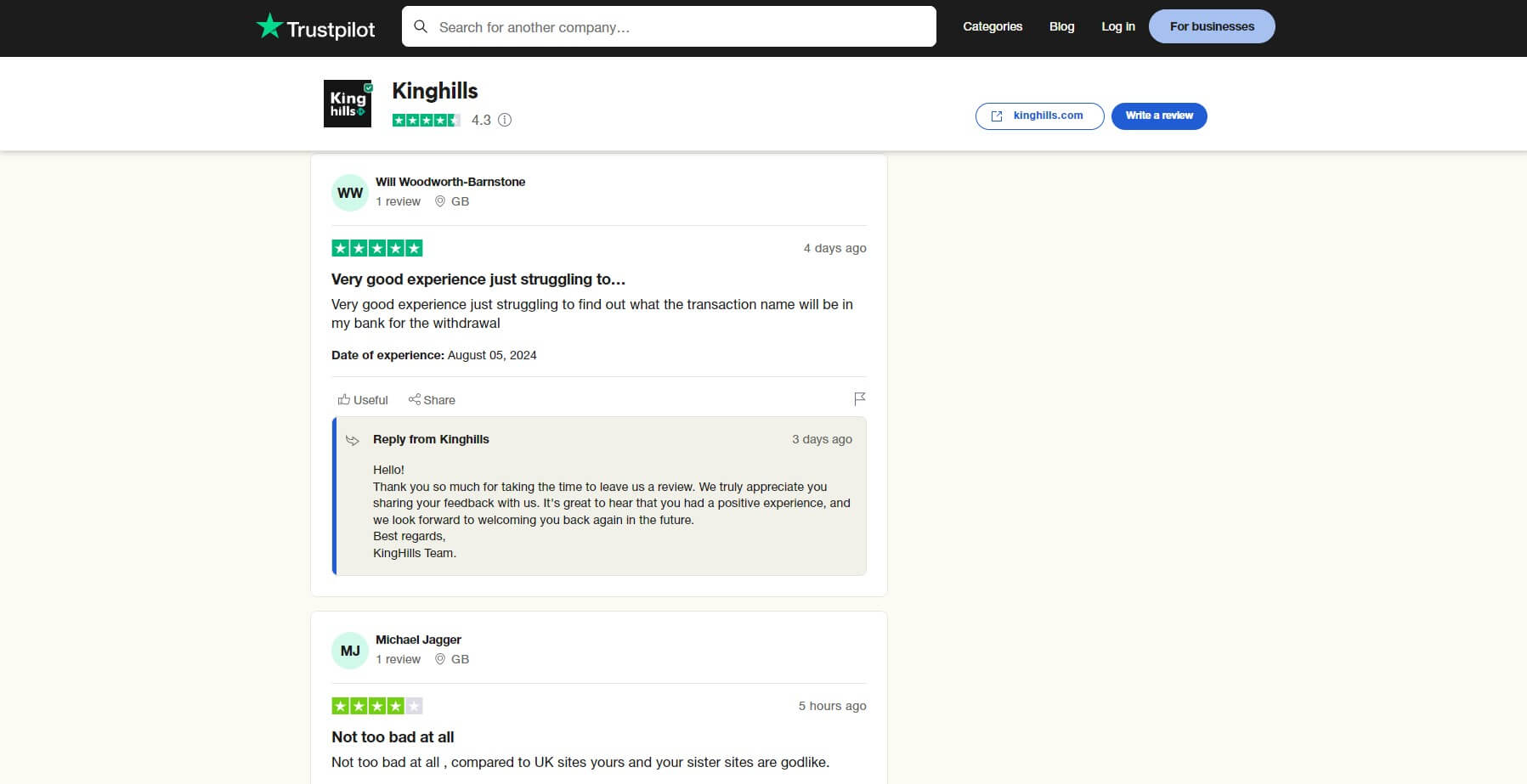 Kinghills Trustpilot Reviews