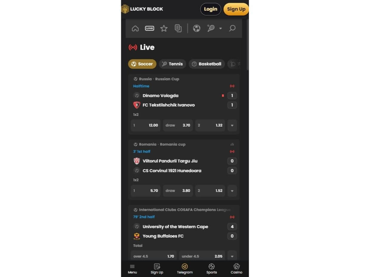 Mobile Live Betting LuckyBlock