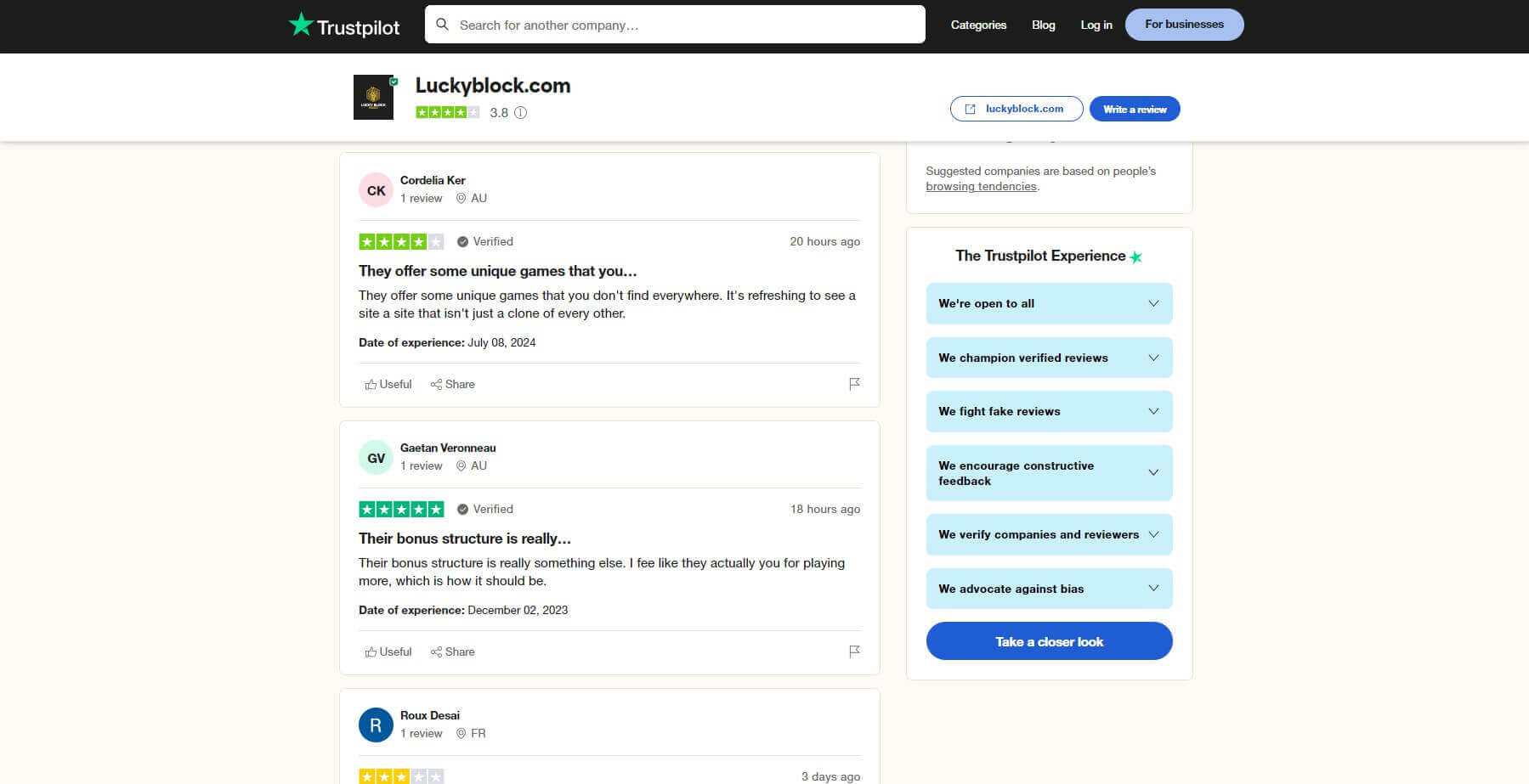 Trustpilot Reviews LuckyBlock