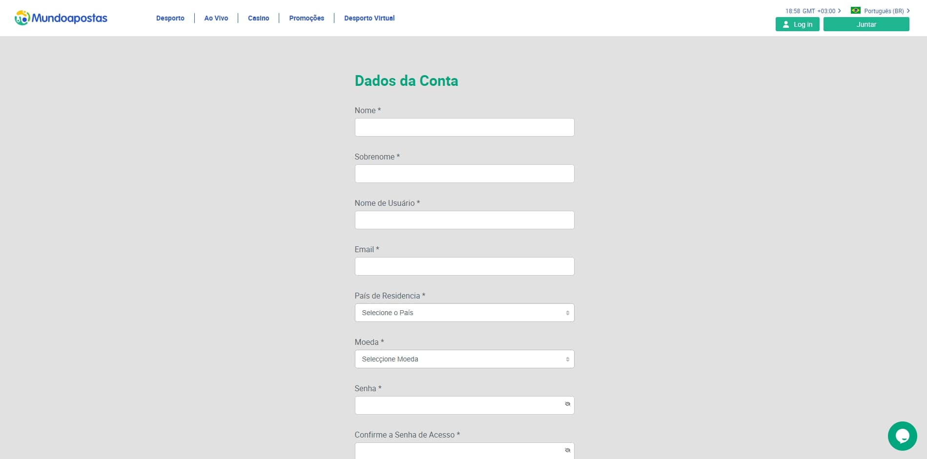 Sign Up Mundoapostas