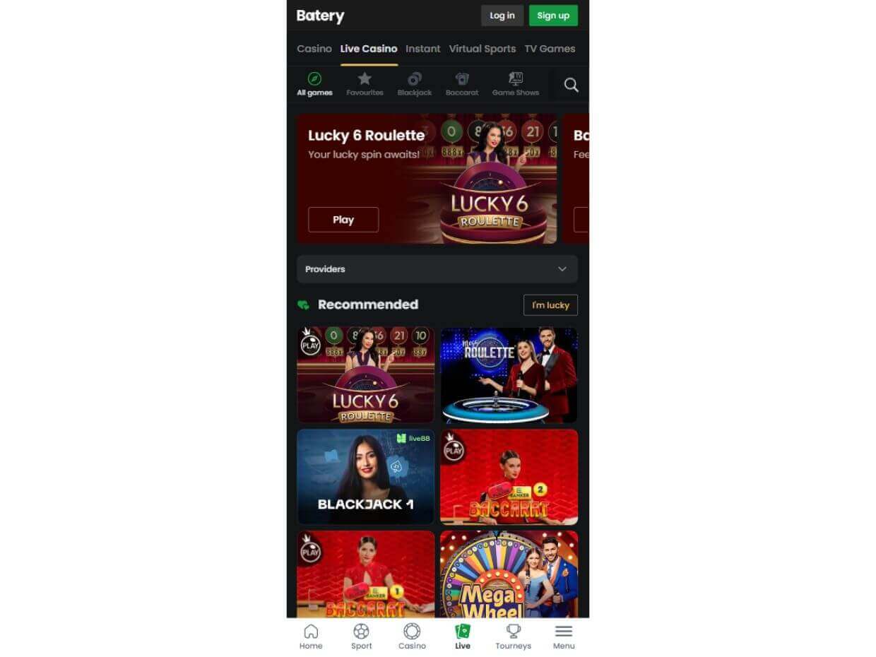 Mobile Live Casino Batery.win