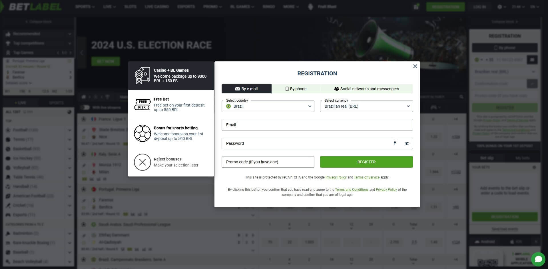 BetLabel Account Registration Process